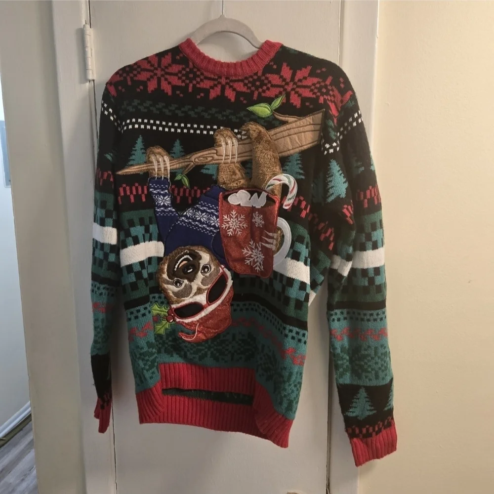 Blizzard Bay Sloth Design Ugly Sweater Size S